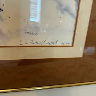 Sale Photo Thumbnail #12: Framed limited edition art print numbered 476/950, pencil-signed by Donald Voorhees and dated 1984.