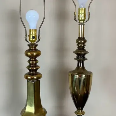 Vintage Chilo & Berger Brass Table Lamps – Ornate Hollywood Regency Pair