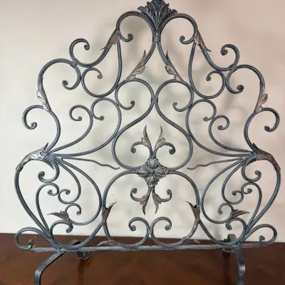 Ornate Metal Fireplace Screen with Floral Scrollwork 1