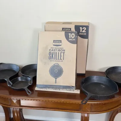 7-Piece Cast Iron Skillet Collection – Lodge & Utopia Kitchen – 2 New, 5 Used