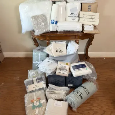 Mystery Lot of New Bedding, Pillows, Sheets, Curtains & Home Linens