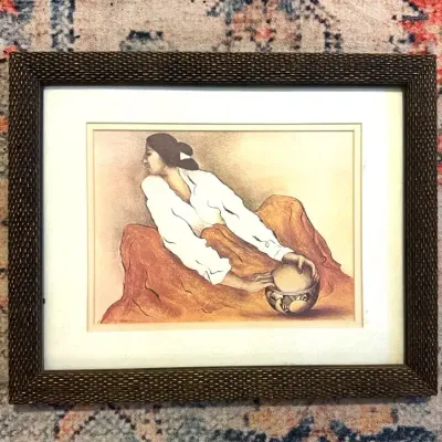 R.C. Gorman “Woman with Tonto Bowl” Framed Art Print