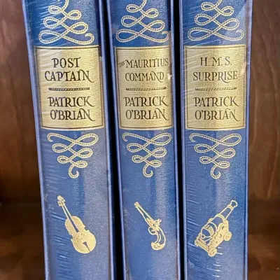  3 Folio Society Patrick O'Brian Blue Cloth Hardcover Books – Aubrey–Maturin Series