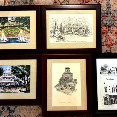 Collection of 5 Framed Southern Landmark Prints 
