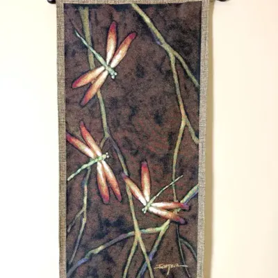 October Song I Dragonfly Tapestry Wall Hanging by Fine Art Tapestry