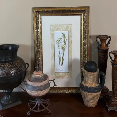 Tuscan Style Decorative Décor Collection with Carol Robinson Botanical Art & Candle Holders
