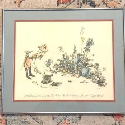 George Finley Military Artillery Cartoon Print – “Artillery Lends Dignity”