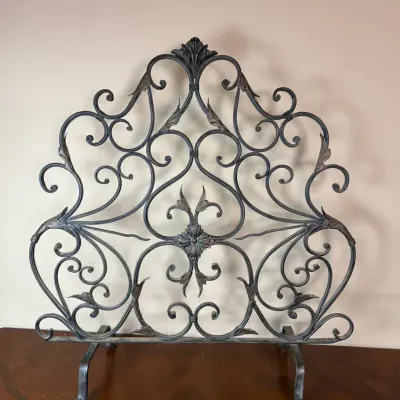 Ornate Metal Fireplace Screen with Floral Scrollwork 2