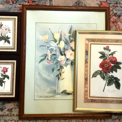 Vintage Pierre-Joseph Redouté Botanical Rose Prints & Floral Art – Lot of 4