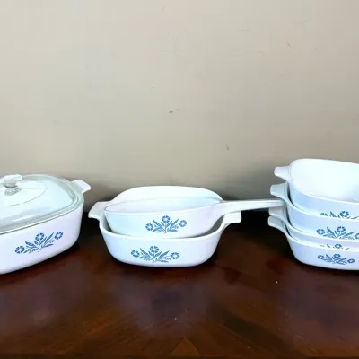 Vintage CorningWare Blue Cornflower 8-Piece Casserole & Bakeware Collection