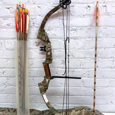 Forge Compound Bow With Multi Pin Bow Sight, Arrows And Soft Camo Case