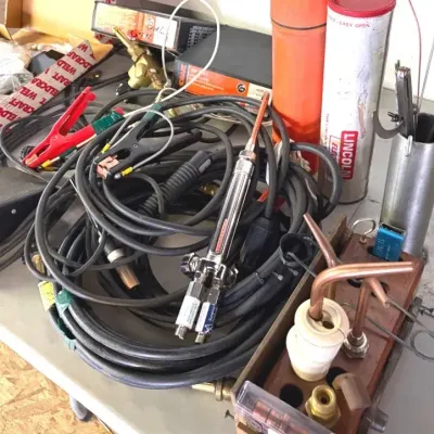 Welding Accessories, Lincoln Regulator, Miller Fuel Torch Handle, Hobart Welding Wire, +