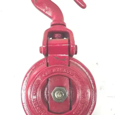 Vintage Heavy-Duty Single-8" Sheave Pulley Block With A Swivel Hook
