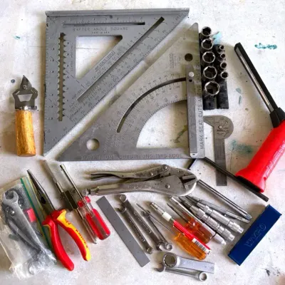 Hand Tools With Framing Squares, Punch Tools, Chrome Sockets, +