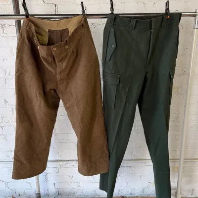 Vintage Military Style Wool Trousers