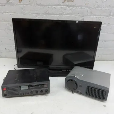 28 Inch Insignia TV, RadioShack CB Transciever & Optoma Projector
