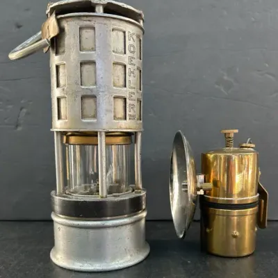 Koehler No. 209 Permissible Flame Safety Lamp & Brass Safety Lamp/Lighter