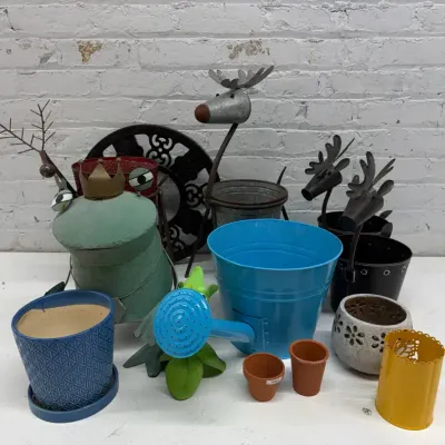 Collection Of Seasonal Planters, Lawn Ornaments & More