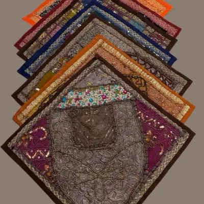Indian Sari Silk Patchwork Embroidered Pillow Covers