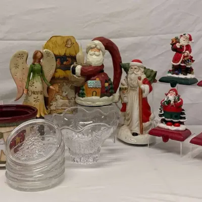 Christmas Santa & Angel Figurines, Holiday Glassware, Scented Wax Melts & Collectible Decorations