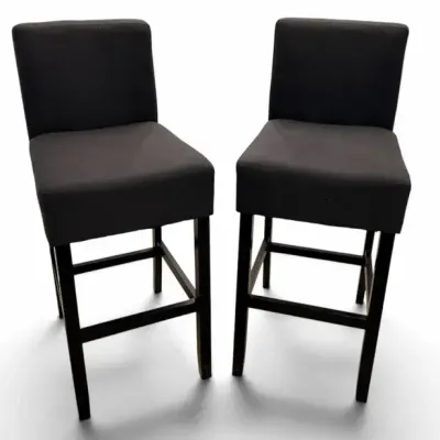 Set of 2 Modern Black Upholstered Bar Stools