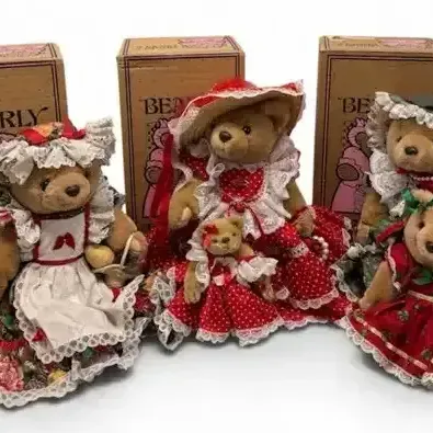  Bearly People Collectible Christmas Teddy Bears with Boxes