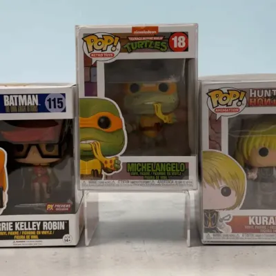 Funko Pop Collectible Lot – Hunter x Hunter Kurapika, Batman Carrie Kelley Robin & TMNT Michelangelo