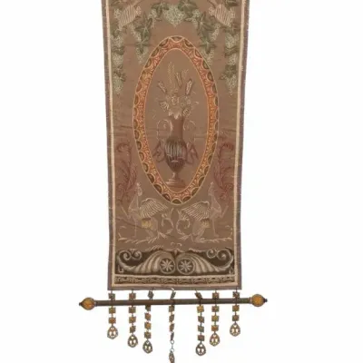 Decorative Floral Tapestry Wall Hanging & Metal Tray