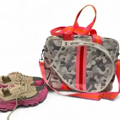 Haute Shore Camo Weekender Bag & New Balance Sneakers