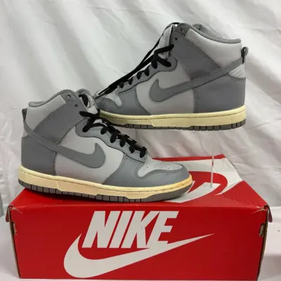 Nike Dunk High Gray & White High-Top Sneakers – Men’s Size 8 – With Nike Box