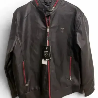 F Collections Men’s Black Moto Jacket Size M NWT