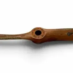 Vintage Wooden Airplane Propeller with Metal-Tipped Blades