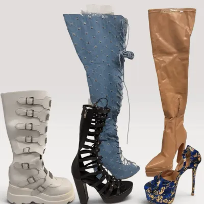 Statement Fashion Shoe Lot with Thigh-High Boots, Platform Boots & Heels