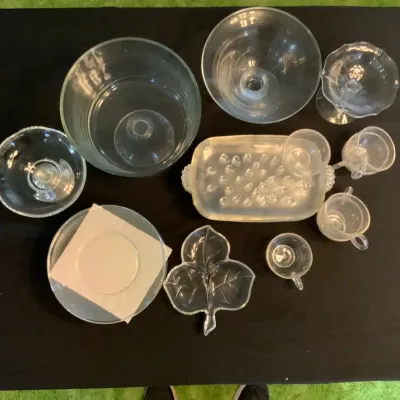 Vintage Clear Glass Serving Bowls, Cups & Decorative Dishes – Assorted Lot