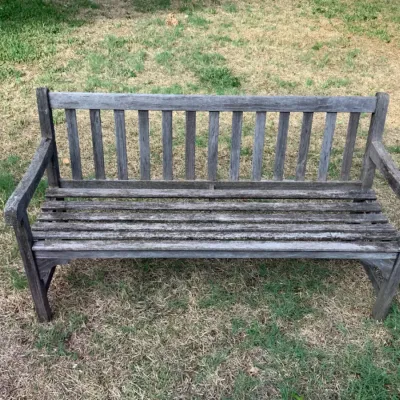 Smith & Hawken Wooden Garden Bench – Weathered Outdoor Rustic Patio Seating