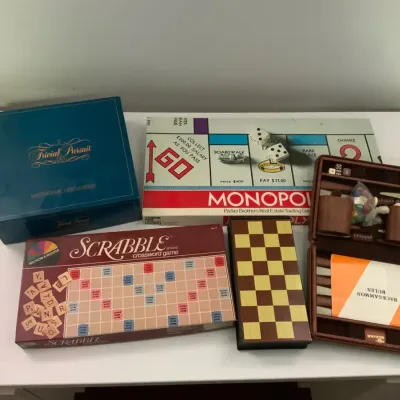 Classic Board Games Collection – Monopoly, Scrabble, Trivial Pursuit & Backgammon