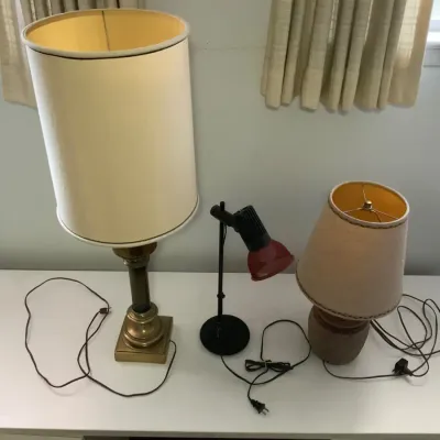 Vintage Table Lamp Collection – Brass, Mid-Century & Retro Styles – Set of 3