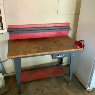 McNalt Heavy-Duty Workbench with Pegboard, Bench Vise & Storage Shelf