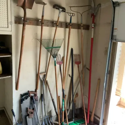 Large Assortment of Vintage & Modern Lawn and Garden Tools – Shovels, Rakes, Saws & More