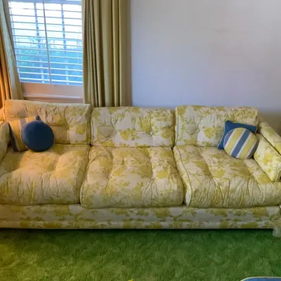 Groovy 1970s Floral 3 Seat Sofa – Vintage Retro Statement Piece