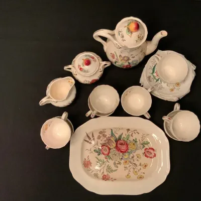 Vintage Floral China Tea Service & Serving Platter – Cottagecore Elegance