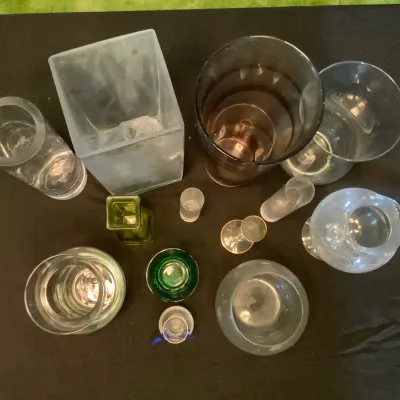 Assorted Vintage Glass Vases & Decorative Glassware Collection