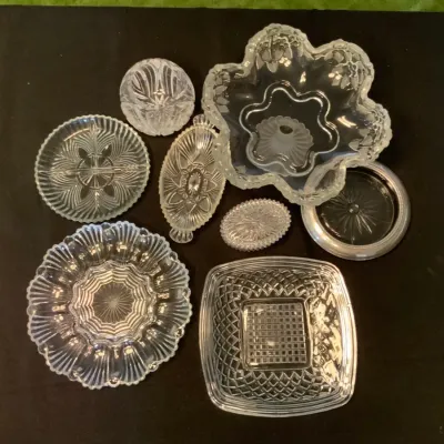 Vintage Crystal & Pressed Glass Serving Bowl Collection – 8 Pieces