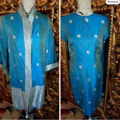 60s 2pc dress silk set