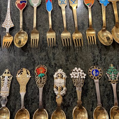 Anton Michelson
Gilded Sterling Silver and enameled Danish Christmas forks and spoons
Dating from 1910 to 1987 total of 90 pieces. 