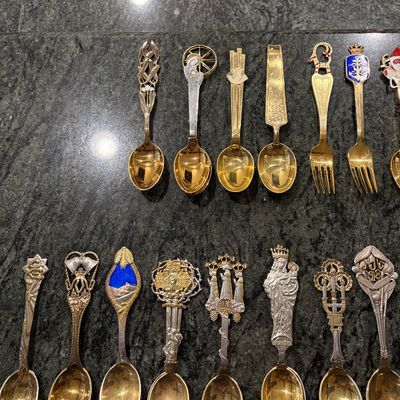 Anton Michelson
Gilded Sterling Silver and enameled Danish Christmas forks and spoons
Dating from 1910 to 1987 total of 90 pieces. 