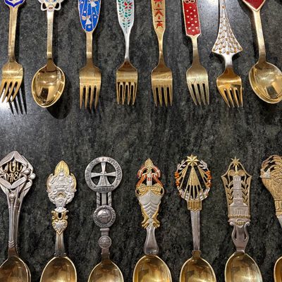 Anton Michelson
Gilded Sterling Silver and enameled Danish Christmas forks and spoons
Dating from 1910 to 1987 total of 90 pieces. 