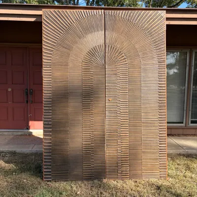 Sale Photo Thumbnail #3: Architectural Double Doors with Sculptural Sunburst Design