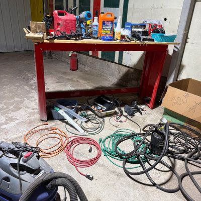 Sale Photo Thumbnail #113: Power Cords, shop Vacuum, pump, and misc