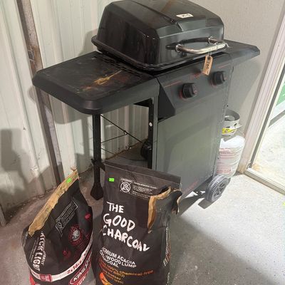 Sale Photo Thumbnail #173: Charcoal Grill with Charcoal and propane tank with a little in it.  And ICE Chest